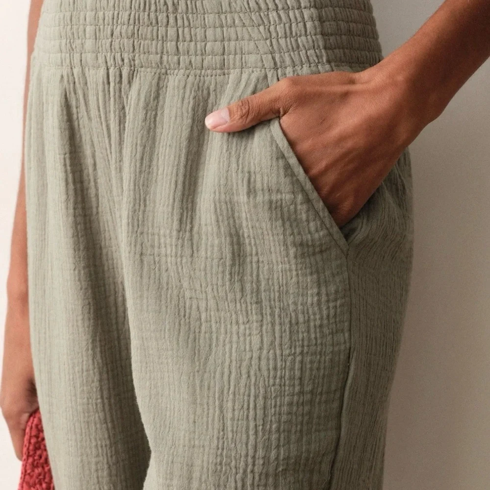 Marine Layer NWT Cali Double Cloth Pant with Elastic-Waist Wide Leg - Shadow - Picture 3 of 5